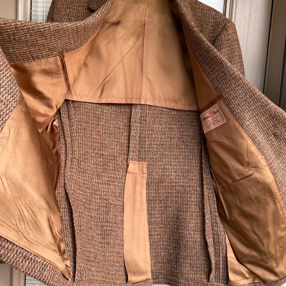 Harris Tweed Men's Scottish Wool Blazer Jacket Size 40  Brown 2 Button Vintage - Picture 11 of 16